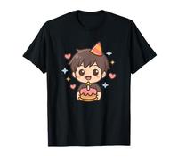Ragazzo Kawaii con Torta di Compleanno - Celebrazione Maglietta