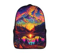 ragazzo ragazza studenti zaino 2 scomparto vista di montagna tracolla regolabile scuola satchel 3d stampato arte psichedelica grande capacità zainetto-16，per studenti delle scuole elementari e medie