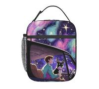 Ragazzo sotto le stelle con cani Bambini Ideale per caffetteria Borsa termica riutilizzabile - Piccola borsa frigo a prova di perdite con elevata capacità per uomini e donne al lavoro Picnic Campeg