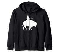 Ragazzo su Un Buffalo Silhouette Felpa con Cappuccio