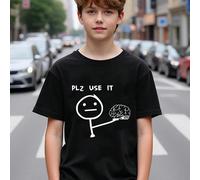 Ragazzo Tween 1 pezzo Maglietta divertente e interessante stampata basic con collo rotondo maniche corte, gioventù 8Y,9Y,10Y,11-12Y,13-14YFumetto,Lettere,sloganTessuto in maglia