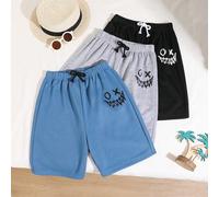 Ragazzo Tween 3pezzi/ set di bermuda maglia stampati retti e larghi in stile vacanziero. Uno di ciascuno dei tre colori 8Y,9Y,10Y,11Y,12YAnimale,Fumetto,Blocchi di colore,Ritratto,LettereTessuto in ma