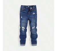 Ragazzo Tween Jeans con strappati sfrangiato baffo di gatto lavato 6Y,7Y,8Y,9Y,10Y,11-12Y,13-14YColore unico,stampa dappertuttoDenim