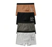 Ragazzo Tween orso di fumetto stampata Mutandine da boxer Mutandine Biancheria intima 9Y,10Y,11-12Y,13-14YFumetto,Geometrico,LettereCotone