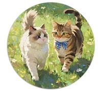 Ragdoll And Tabby Cat 1000 Pezzi Di Puzzle Rotondo Classico Cute Pet Jigsaw Regali Difficile E Impossibile Per Adulti E Bambini 1000pcs (67.5x67.5cm)