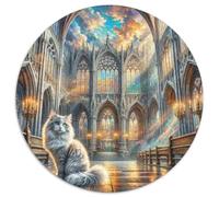 Ragdoll Cat 1000 Pieces Circle Puzzle for Kids Aged 5-8 Made Animal Cat Jigsaw Creative Hard Challenge 1000pcs (67.5x67.5cm)