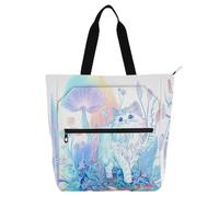 Ragdoll Cat Enchanted Safari Kid Tote Bag per ragazzi ragazze adulti grande biblioteca libro borsa a tracolla con tasche per scuola e tempo di gioco arcobaleno