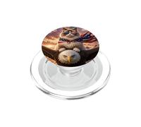 Ragdoll Cat on Bald Eagle Bandiera Americana Occhiali USA Kitty PopSockets PopGrip per MagSafe