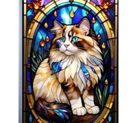 RAGDOLL CAT *Stained Glass Jewel Art Design Print* COMPOSITION NOTEBOOK Travel Journal Diary Guest Book-Exotic Animal Feline Kitten Kitty Pet Lover ... School Ivy League University College Student