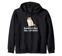 Ragdoll Cat Vibes Chill Flop Repeat - Divertenti Fan dei Gatti Felpa con Cappuccio