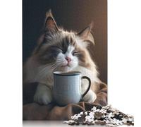 Ragdoll Coffee Cat Kitten Jigsaw Puzzle Impossibili 1000 Pezzi Decorazione Per La Casa. Giochi Rilassamento E Intelligence Per Adulti E Ragazzi Da 14 Anni 1000pcs (75x50cm)