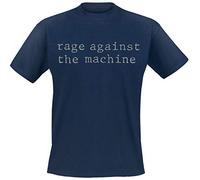 Rage Against The Machine T Shirt Original Logo Nuovo Ufficiale Uomo Navy Blu Size L