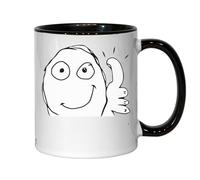 Rage Comic Thumbs Up Meme - Tazza da tè e caffè, in ceramica, colore: Nero