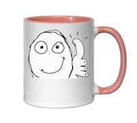 Rage Comic Thumbs Up Meme - Tazza da tè e caffè, in ceramica, colore: Rosa