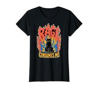 Rage Consumes Me Black Cat Mom - Divertente Meme di Halloween da Strega Maglietta con Stampa Grafica Economica, Donna, Nero, XL