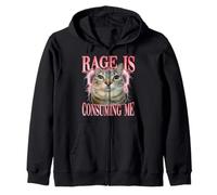 Rage Consumes Me Funny Silly Staring Cat Meme Donne Uomini Felpa con Cappuccio