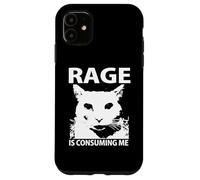 Rage is Consuming Me Silly Staring Cat Meme Custodia per iPhone 11