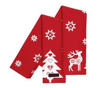 Ragged Rose Tracy Red Reindeer Xmas Tea Towels Canovacci Natalizi nordici, Cotone, Rosso, 50 x 70 CMS, 2 unità