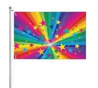 Raggi di coriandoli arcobaleno e stelle,Bandiera da giardino, bandiera decorativa da cortile, bandiera bifacciale, 2x3 piedi, per esterni e interni