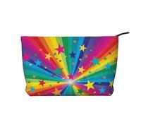 Raggi di coriandoli arcobaleno e stelle, Borsa per cosmetici in velluto a coste Borsa per il trucco Borsa da viaggio portatile