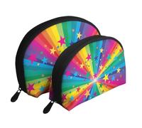 Raggi Di Coriandoli Arcobaleno E Stelle, Borsa per trucco a conchiglia Portamonete da donna Borsa da toilette piccola Borsa per cosmetici 2 pezzi