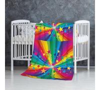 Raggi di coriandoli arcobaleno e stelle,Coperta morbida, calda, anti-pilling, in flanella, peluche, 76 x 127 cm