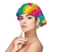 Raggi di coriandoli arcobaleno e stelle,Cuffia da notte in raso per adulti - Cuffia da notte elastica per donna, copricapelli per la notte