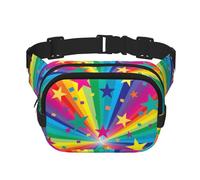 Raggi di coriandoli arcobaleno e stelle, Marsupio quadrato a doppio strato, borsa da viaggio, marsupio casual