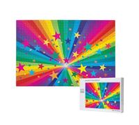 Raggi di coriandoli arcobaleno e stelle,Puzzle in legno da 1000 pezzi per famiglie, puzzle per adulti e adolescenti