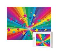 Raggi di coriandoli arcobaleno e stelle,Puzzle in legno da 500 pezzi, gioco di famiglia, puzzle per adulti e adolescenti, decorazioni per la casa