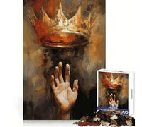 Raggiungere la regalità︰ Puzzle con corona e mano per adolescenti, 1000 pezzi, gioco rilassante, evasione, bordi precisi, (50x75cm)