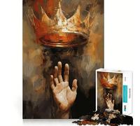 Raggiungere la regalità︰ Puzzle da 1000 pezzi con corona e mano per adolescenti, gioco di puzzle per allenare la mente, gioco di gruppo, arte da assemblare, regalo classico (38x52cm)