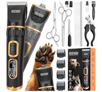 RAGI Tagliacapelli wireless per cani - Kit professionale per la cura dei peli degli animali - silenzioso, display LED, 3 modalità di funzionamento, funziona durante la ricarica, 4 tappi