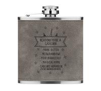 Ragioni Essere a Caticorn 170ml pelle Sintetica Hip Flask Grigio Divertente Cat