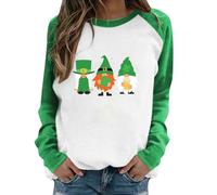 Raglan a maniche lunghe da donna, maglietta raglan a maniche lunghe con stampa Saint-Dwarf, maniche lunghe giunte, 2 top sexy, Verde menta, S