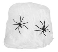 Ragnatela bianca artificiale con ragni - decorazione di Halloween allungabile