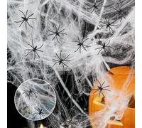 Ragnatela Decorativa Di Halloween, Ragnatela Di Halloween Bianca Da 100 G Con 40 Ragni Neri Spaventosi, Ragnatele Elastiche, Per La Decorazione Della Casa Stregata, Scena Spaventosa