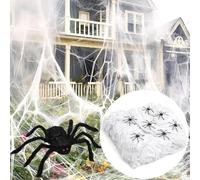 Ragnatela decorativa per Halloween, 350 g, ragnatele estensibili + un grande ragno + 60 mini ragni, perfetta per interni ed esterni, giardino, finestra, camino, case e feste di Halloween