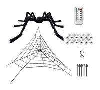 Ragnatela | Decorazioni Halloween Ragnatele | Decorazione Illuminata a LED Effetto Reale Spaventosa 3 Metri per Giardino Percorsi Tavolo