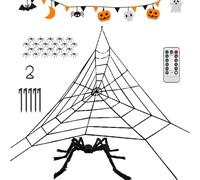 Ragnatela di Halloween,Decorazione Ragno da Esterno - Decorazione Illuminata a LED Effetto Reale Spaventosa 3 Metri per Giardino Percorsi Tavolo