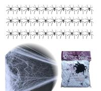 Ragnatele di Halloween, 100g Spider Web +30 Nero Finti Ragni, Stretch Ragnatele Estensibili Bianca, Ragnatela Halloween Decorazione per Feste di Halloween Ragnatela,Ragnatela Halloween,Ragnatela
