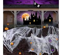Ragnatele di Halloween, 60g Spider Web +30 Nero Finti Ragni, Stretch Estensibili Bianca, Decorazioni per Feste di Ragnatela