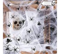 Ragnatele Halloween Decorazioni, Ragnatele Finte Decorazioni, Ragnatela spettrale all'aperto Coperta con 20 Ragni Falsi, Ragnatela Halloween Estensibile, Halloween Ragnatela per Decorazioni Spaventose