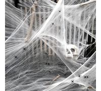 Ragnatele Halloween, Decorazioni Ragnatele Halloween, Ragnatela da 100g con 40 Ragni in Plastica, Ragnatela Realistica e Elastica per Decorazioni Feste di Halloween Carnevale