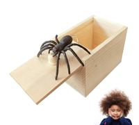 Ragni Finti, Scatola di Ragno in Legno, Oggetto Scherzo per Halloween, Adulti e Bambini, Plastica Nera Realistica, Veleno Scatola di Ragno di Gomma Giocattolo di Halloween