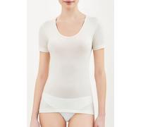 Maglia intima manica corta RAGNO lana merino seta donna 74027 bianco nero