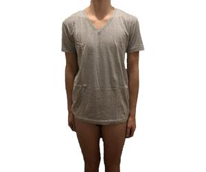 RAGNO 2 Maglie Manica Corta Scollo A V Puro Cotone - 4, Grigio melange
