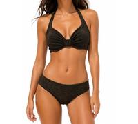 RAGNO Bikini Soft Touch con Ferretto Lurex - Costume Due Pezzi Nero e Oro con Top a Vela - 3, Nero