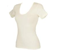 Maglia intima manica corta RAGNO lana merino seta donna 74027 bianco nero