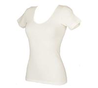Ragno Maglietta Donna 072457 sintonia lana e cotone manica corta Bianco/Nero